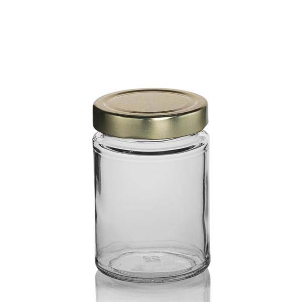 Rundglas 31 cl mit goldenem Deckel