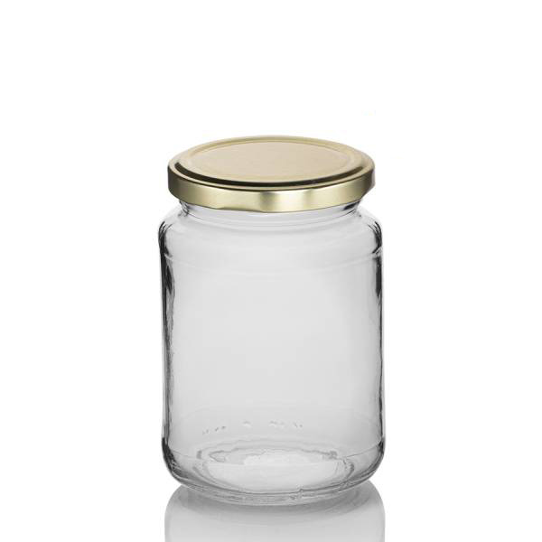 Rundglas 38 cl mit goldenem Deckel