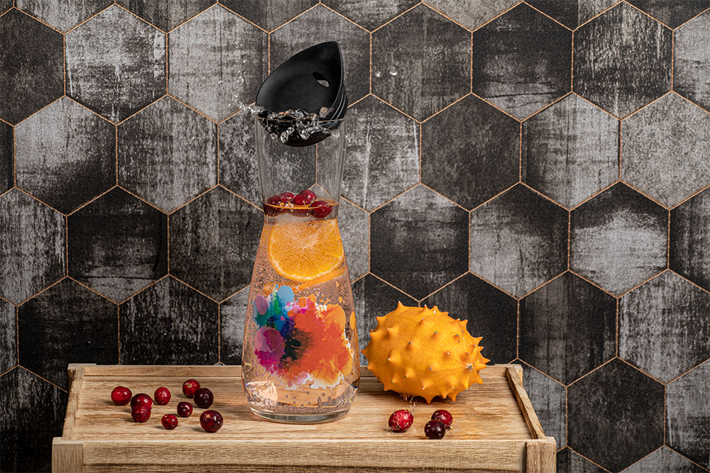 Karaffe Luna 0,25 Liter mit schwarzem Deckel