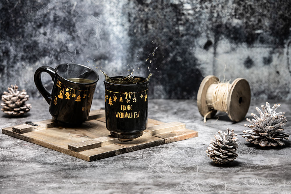 Glühweinbecher goldener Aufdruck