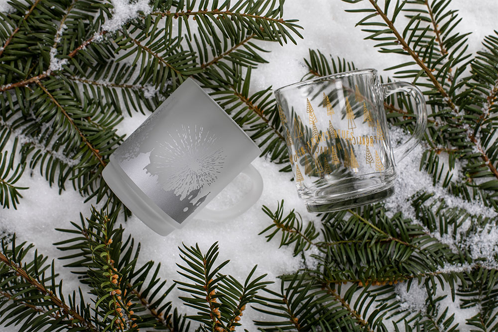 Henkelbecher satiniert und klar