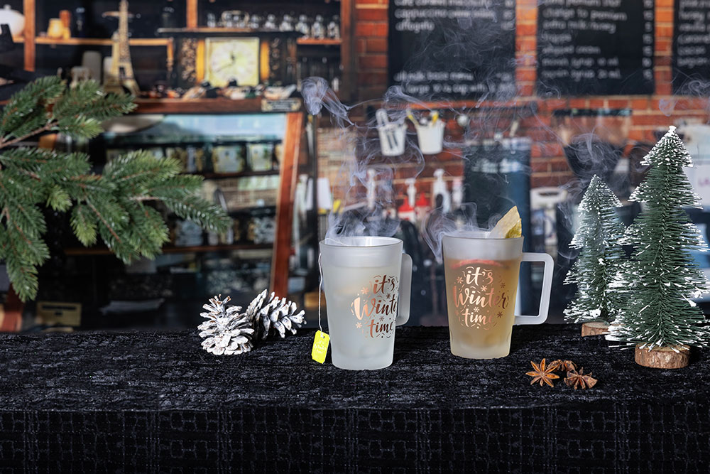 Dubbeglastässel mit Dekor It`s Winter Time