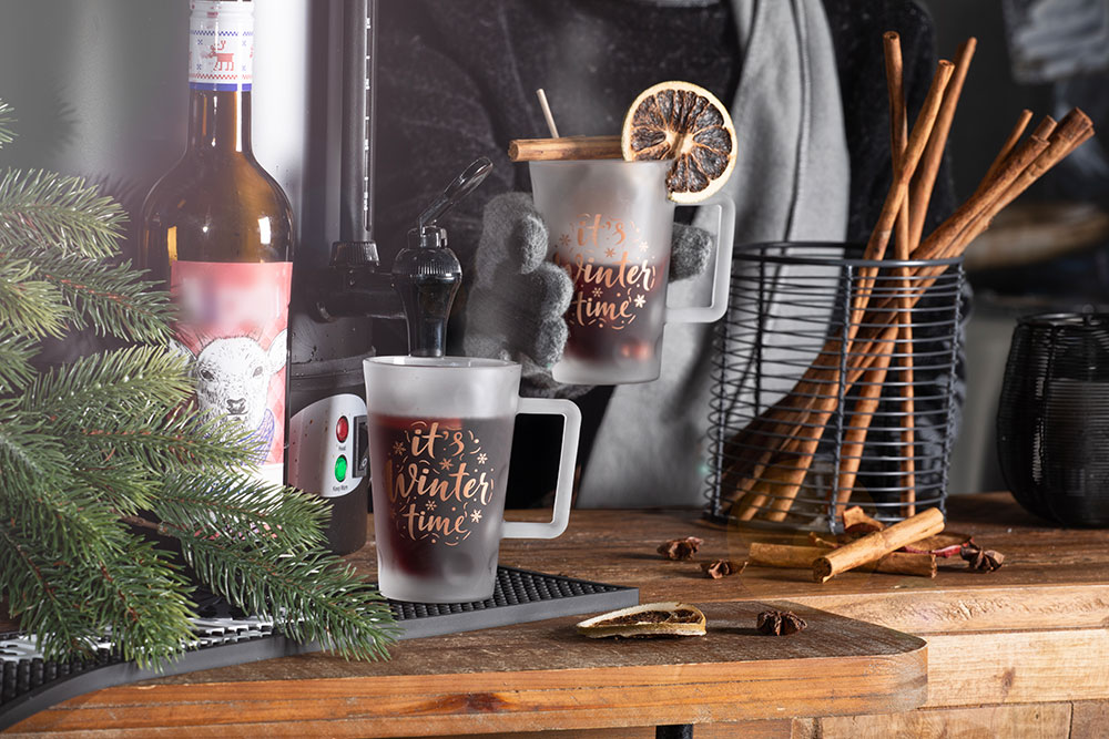 Dubbeglastässel mit Dekor It`s Winter Time