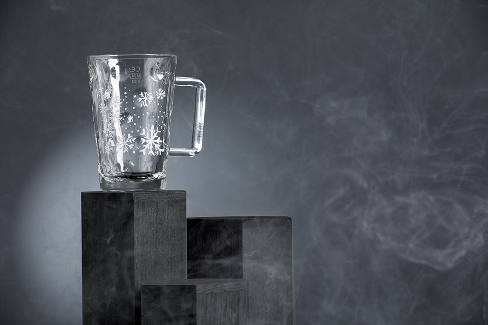 Dubbeglastässel mit Dekor Schneeflocken