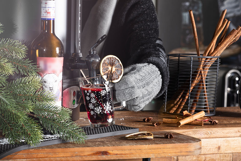 Dubbeglastässel mit Dekor Schneeflocken